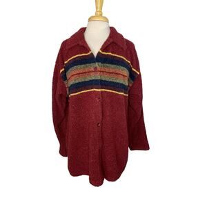 TAPEMEASURE Vintage Western Red Stripe Fleece Jacket Size Large Mens Made in USA